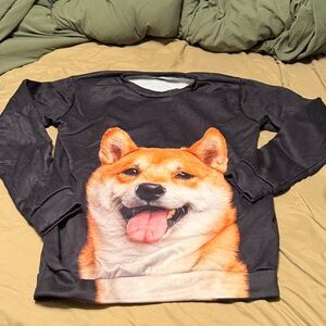 Cozy Black Dog Face Sweatshirt SHIBA INU